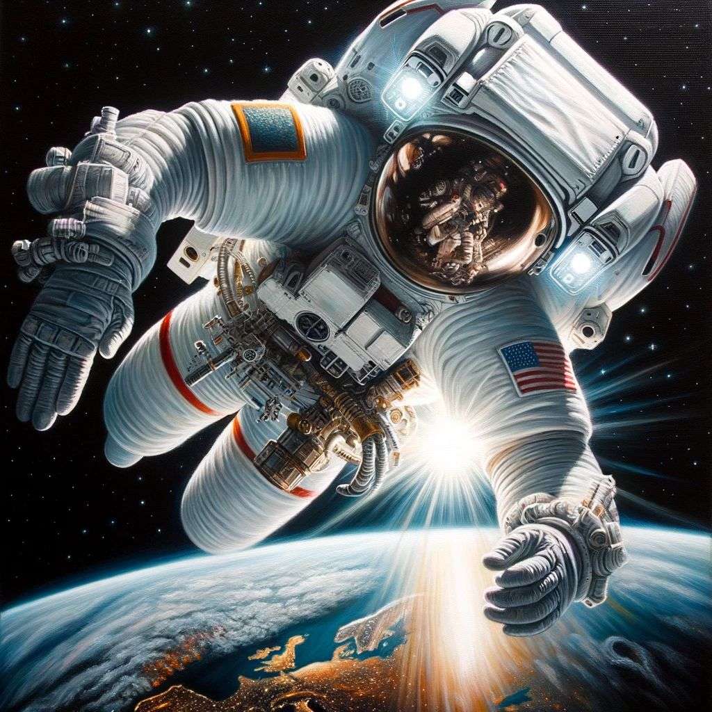 an astronaut, acrylic painting